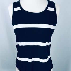 Talbots | Black and white striped sleeveless top